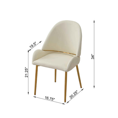 Modern PU Leather Dining Chair with Gold Metal Legs – Ergonomic Padded Seat for Home & Office (Set of 2)