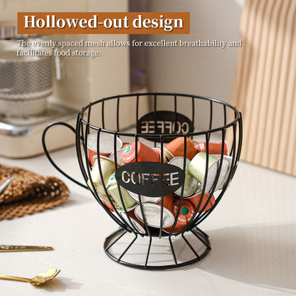 Elegant Mug-Shaped Coffee Pod Holder - Large Capacity Metal Capsule Organizer