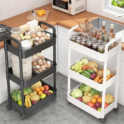Multi-Layer Wheeled Utility Cart | Rolling Storage Shelf for Home, Kitchen, Bathroom (Snacks, Books)