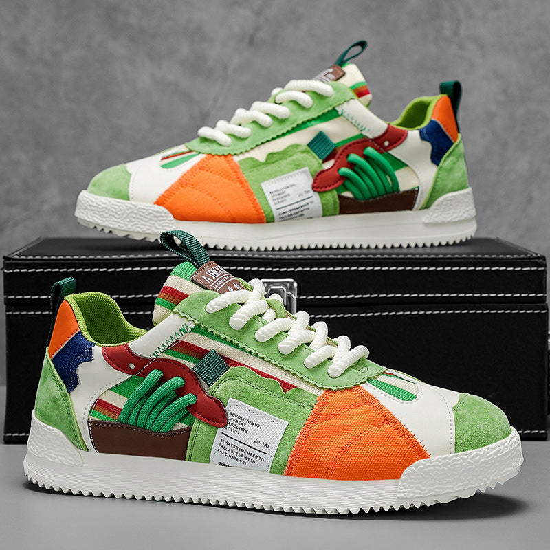 Men's Multi-Dopamine Color Block Sneakers - Mesh Breathable Fashion Casual Sports Shoes