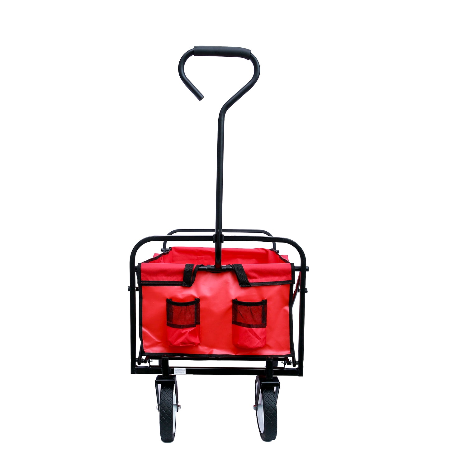 Folding Wagon Garden Shopping Beach Cart – Heavy Duty Red Utility Cart