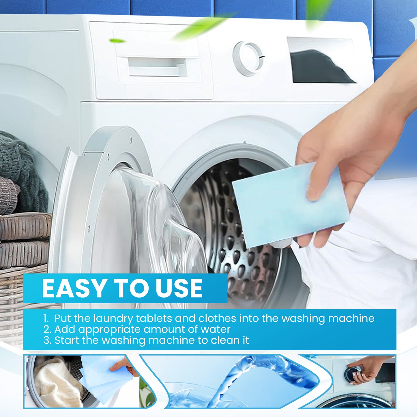 Eco-Friendly Concentrated Laundry Detergent Sheets – 30 Sheets Deep Cleaning Nano Wash Tablets for Tough Stains