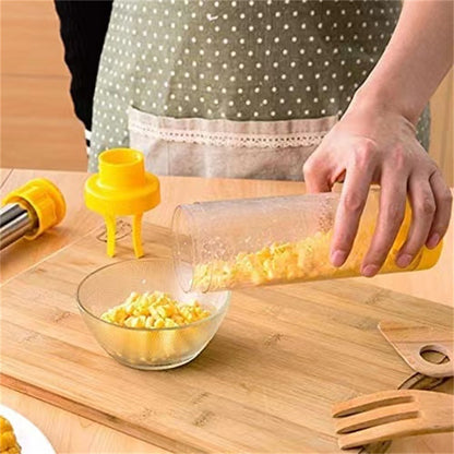 Multifunctional Stainless Steel Corn Peeler & Thresher Tool - Hand-Push Corn Stripping Machine with Storage Tube