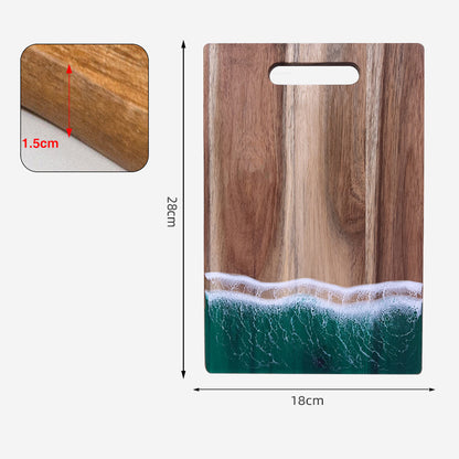Luxury Resin Ocean Wave Wood Cutting Board - Handmade Acacia Wood Charcuterie Board