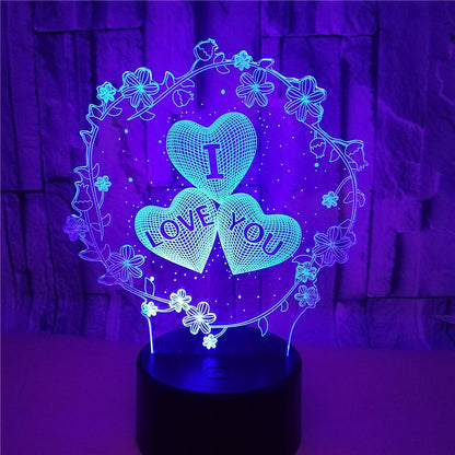 Romantic 3D Heart "I LOVE YOU" LED Lamp – Multi-Color Touch Sensor Night Light for Anniversary & Valentine's Gift