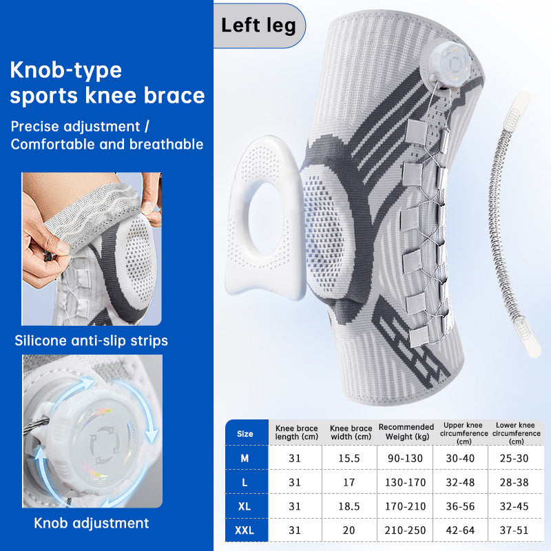 Adjustable Knob Sports Knee Brace | Non-Slip Compression Knee Pads