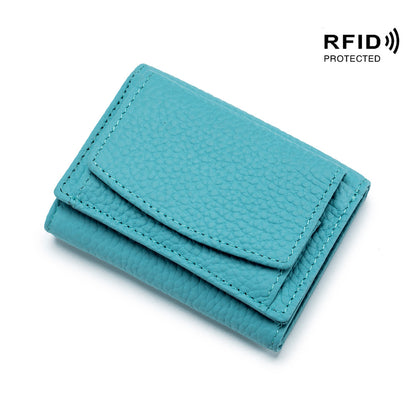 Women's Japanese Style Genuine Leather RFID Protected Mini Coin Wallet (Short)