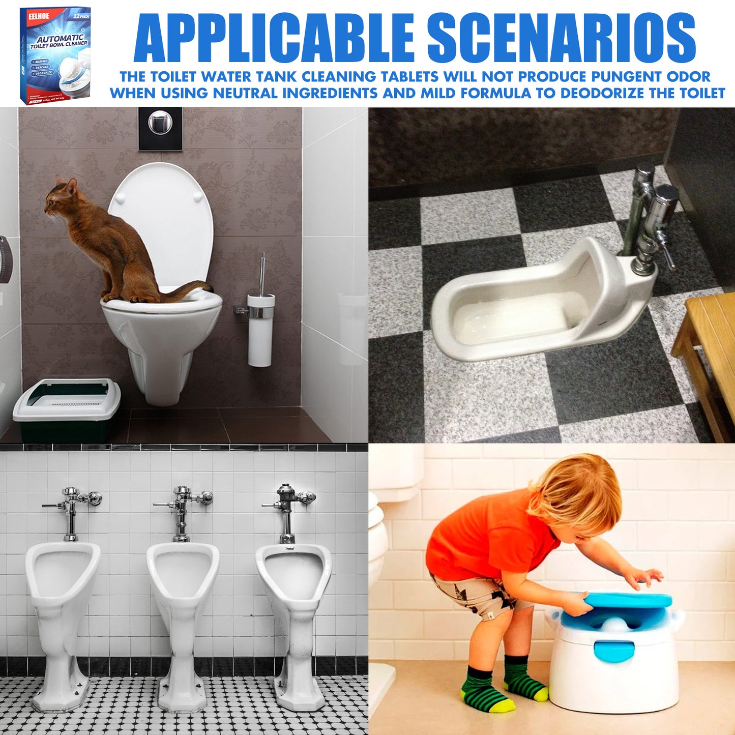 12-Pack Automatic Toilet Bowl Cleaner Tablets – Deep Descaling & Deodorizing Effervescent Tablets