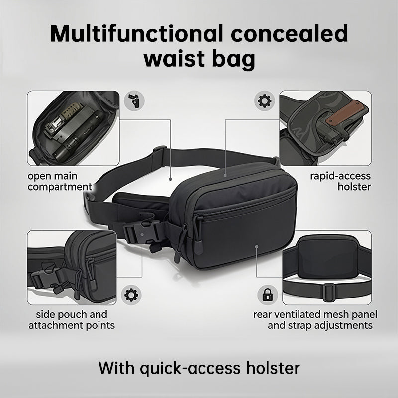 Tactical Gun Holster Waist Pack | EDC Concealed Pistol Belt Pouch