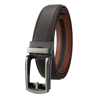 Men's Automatic Buckle Ratchet Belt | Premium Two-Layer Cowhide Leather Click Belt