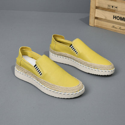 Men's Handmade Leather Fisherman Shoes - Casual Cowhide One Foot Massage Loafers
