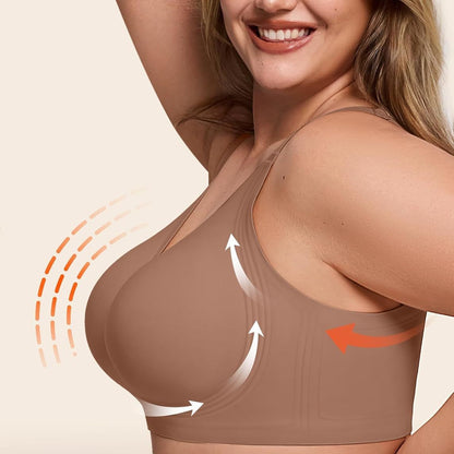 Non-Wire Full Coverage Comfort Bra - Seamless Push-Up Top for Large Bust