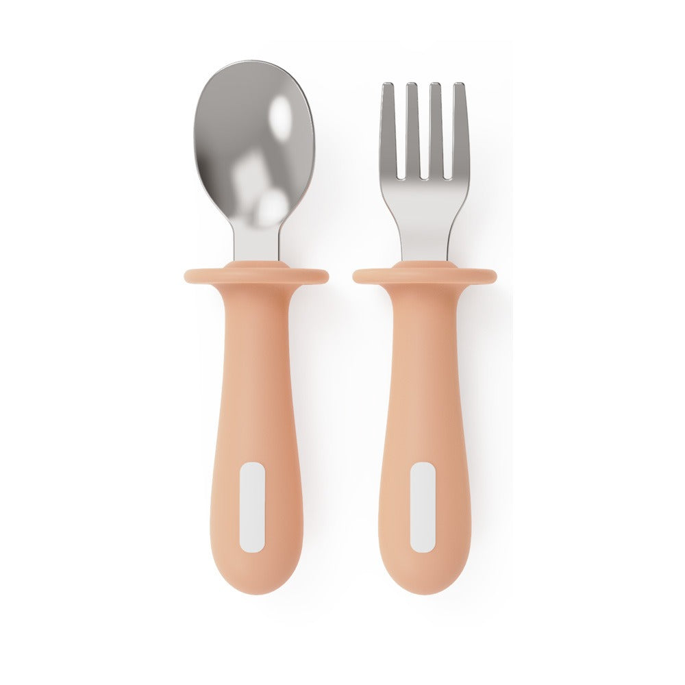 2-Piece Baby Feeding Set | PPSU Silicone & Stainless Steel Self-Feeding Utensils for Toddlers