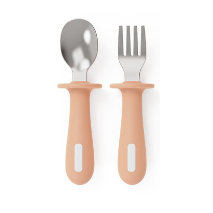 2-Piece Baby Feeding Set | PPSU Silicone & Stainless Steel Self-Feeding Utensils for Toddlers
