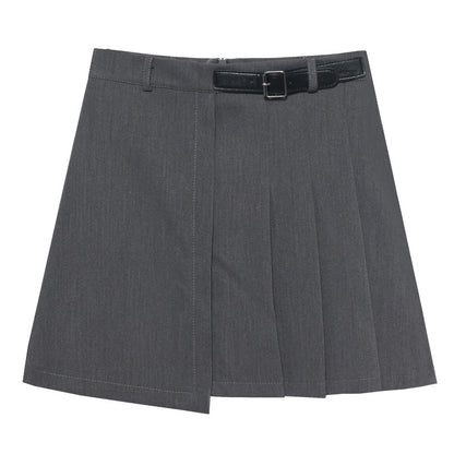 Chic Irregular A-Line Mini Skirt with Faux Leather Belt
