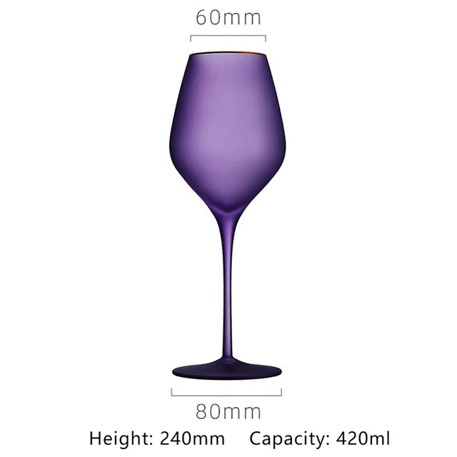 Elegant Frosted Matte Wine Glass with Gold Rim - Luxury Colorful Party Goblets
