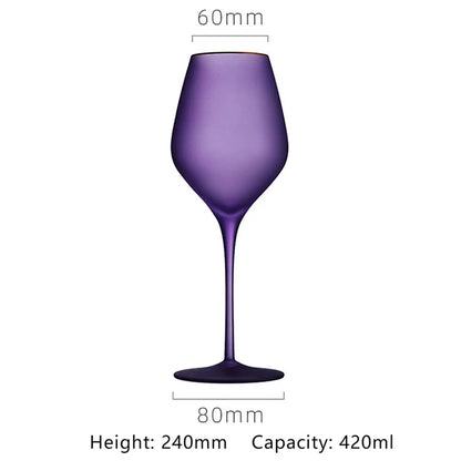 Elegant Frosted Matte Wine Glass with Gold Rim - Luxury Colorful Party Goblets