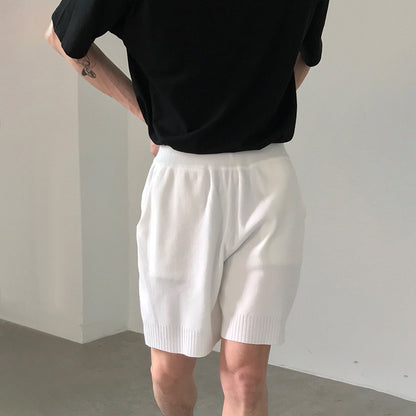 Premium Ice Silk Knitted Shorts - Ultra-Breathable Casual Loose Five-Quarter Pants