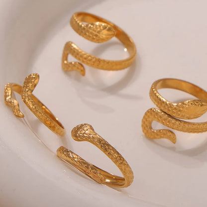 Gold Tone Coiled Snake Bypass Ring