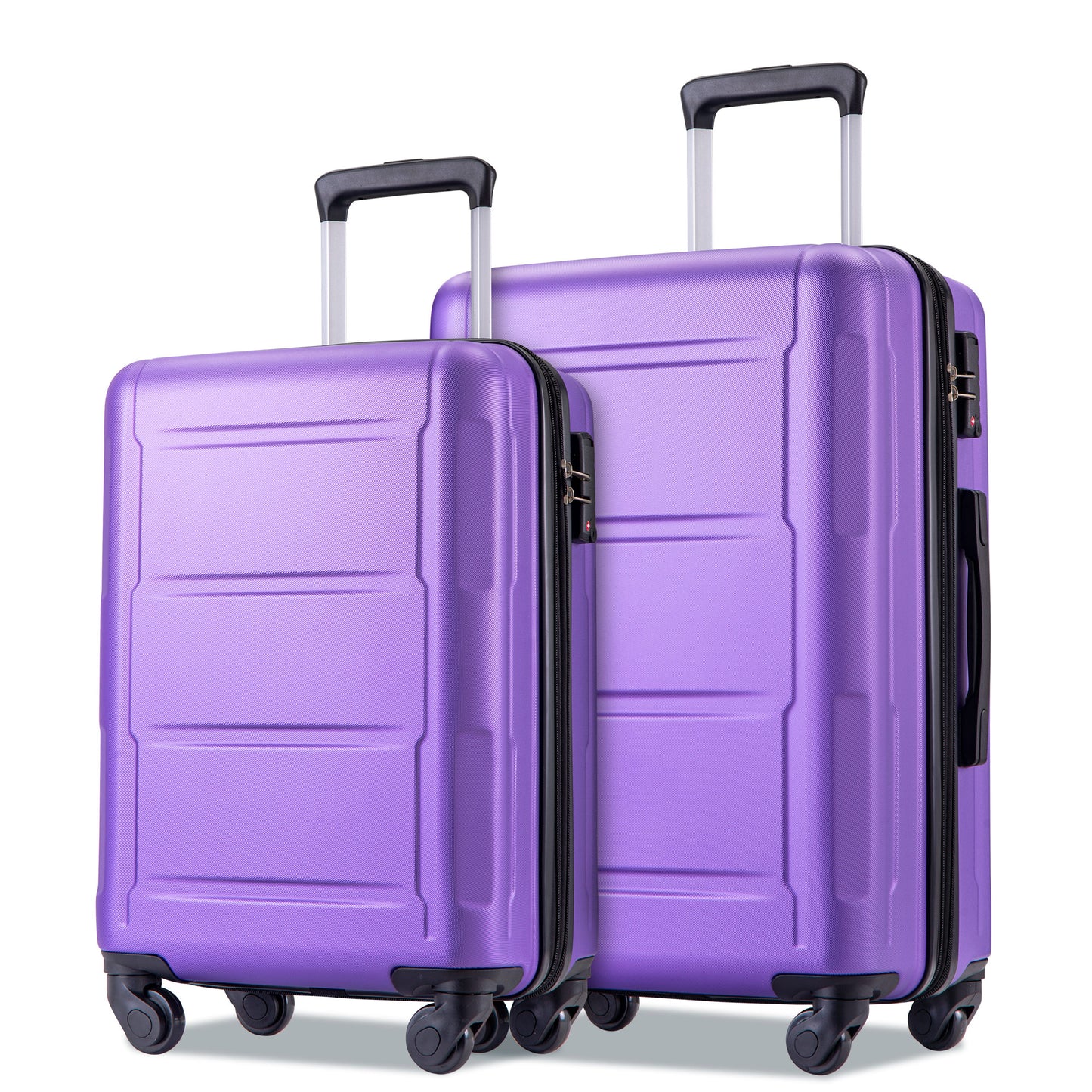 2-Piece Expandable ABS Lightweight Spinner Luggage Set with TSA Lock - Purple (20"+24")