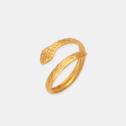 Gold Tone Coiled Snake Bypass Ring