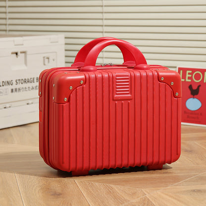 Vintage Luggage Mini Makeup Case | 14-Inch Small Storage Lock Box