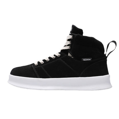 Men's High Top Suede Board Shoes - Comfortable Thick Sole Casual Sneakers