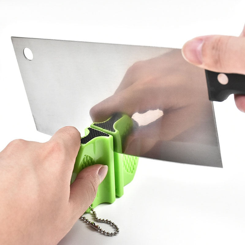 ONEUP Mini Portable Knife Sharpener - Two-Stage Tungsten & Ceramic Rod Sharpener with Butterfly Grip (Quick & Easy Sharpening)