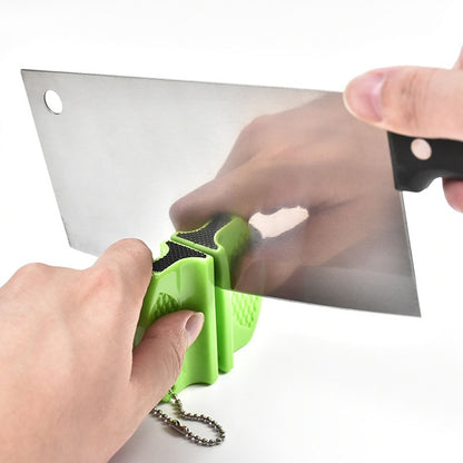 ONEUP Mini Portable Knife Sharpener - Two-Stage Tungsten & Ceramic Rod Sharpener with Butterfly Grip (Quick & Easy Sharpening)