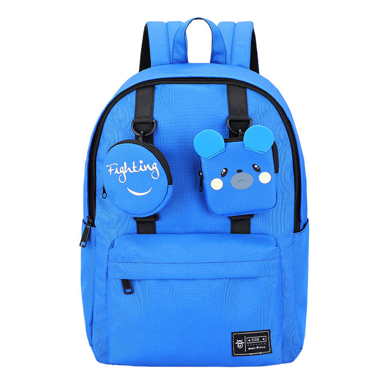 Creative Solid Color Backpack for High School & Junior High Girls - Personality Design with Small Pocket