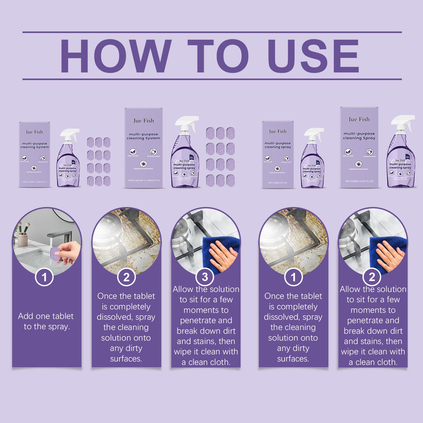 Powerful Multi-Purpose Kitchen Cleaner Spray - Grease & Heavy Oil Stain Remover
