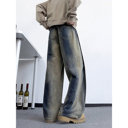 Retro Baggy Denim Pants - Casual Loose Fit Straight Jeans for Men
