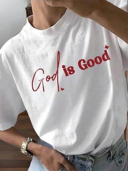 Christian Faith Graphic Tee - Casual White Round Neck T-Shirt