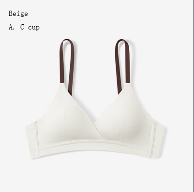 French Triangle Cup Cotton Bralette - Thin, Non-Wired Uplift Bra