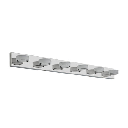 Modern Chrome 6-Light LED Vanity Fixture - Sleek Over-Mirror Bathroom Wall Lighting