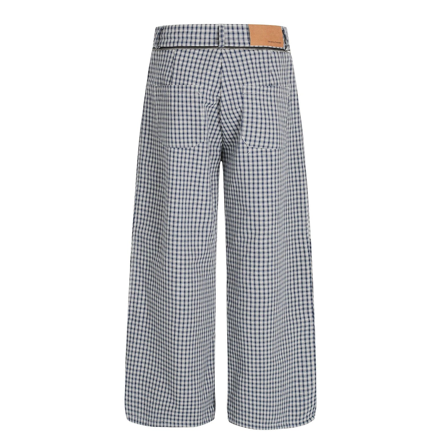 Men's Avant-Garde Deconstructed Checkered Pants with Scarf Detail