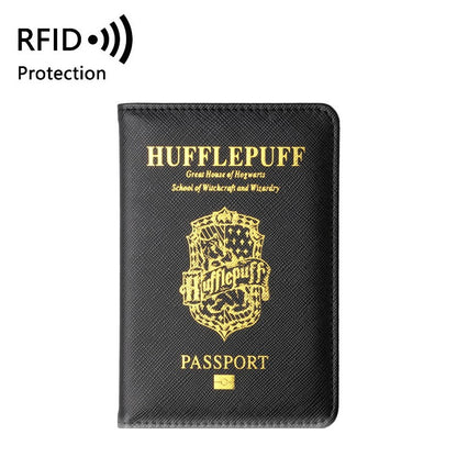 Hogwarts Magic School RFID Blocking Passport Cover - Cross Pattern PU Leather Travel Wallet