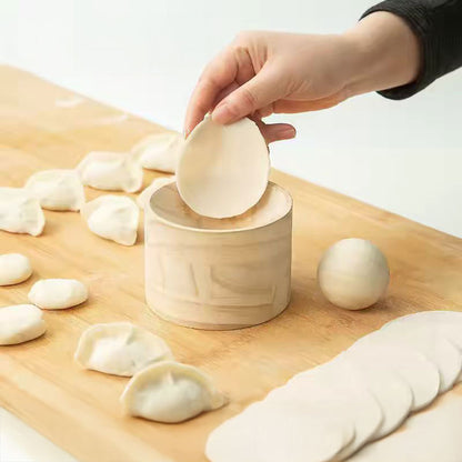 Hand-Held Wooden Dumpling Maker Press & Dough Wrapper Tool