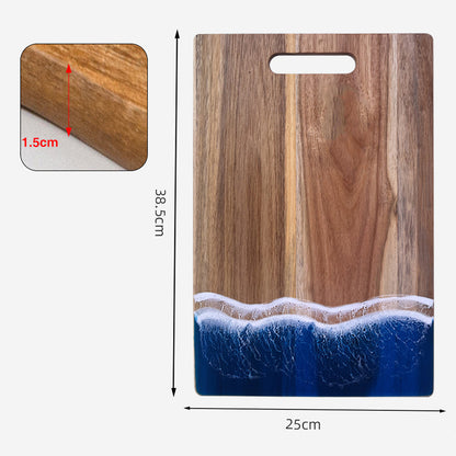 Luxury Resin Ocean Wave Wood Cutting Board - Handmade Acacia Wood Charcuterie Board