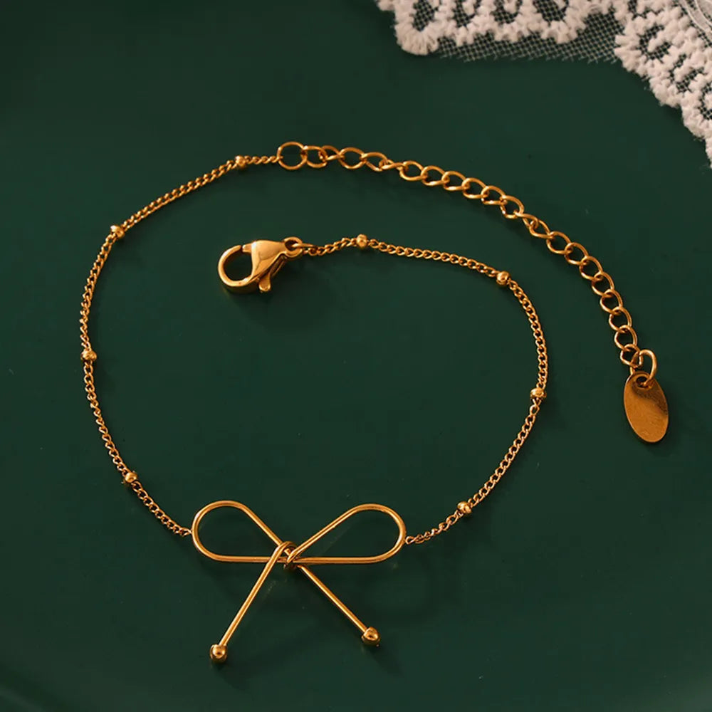 Dainty Titanium Steel Bow Knot Bracelet for Women
