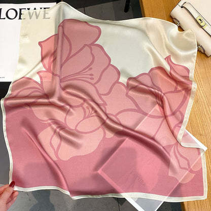 Premium Mulberry Silk Square Scarf - Elegant Floral Printed Shawl & Luxury Neck Wrap
