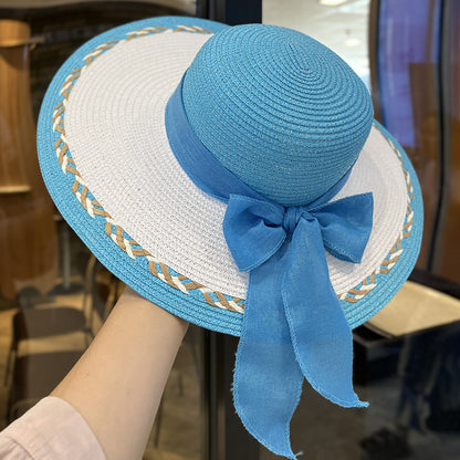 Women's Summer Straw Tote Bag & Wide-Brim Sun Hat Set