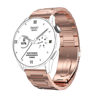 Universal 22mm Stainless Steel Watch Band - Premium Metal Strap with Double Snap Buckle