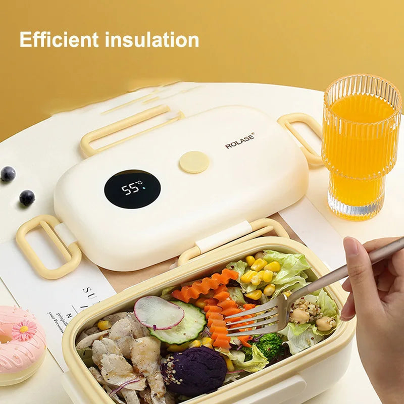 Smart LCD Temperature Display Insulated Lunch Box - Portable Thermal Food Container for Travel & Office