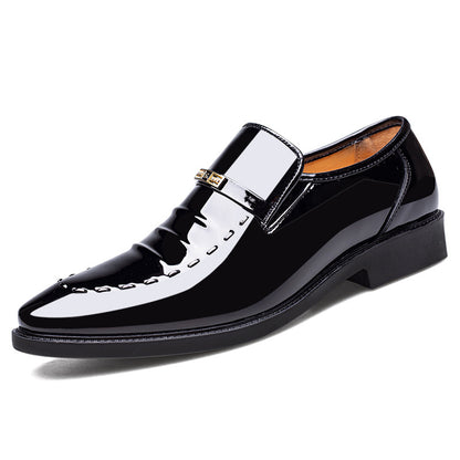 Men's Korean Style Business Formal Shoes - Glossy Low Cut Leather Dress Shoes