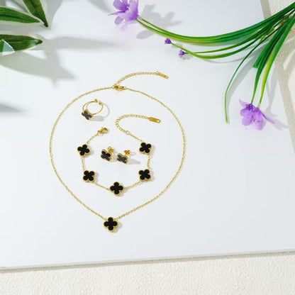 Luxury Four-Leaf Clover Chain Bracelet - Minimalist Lucky Flower Jewelry