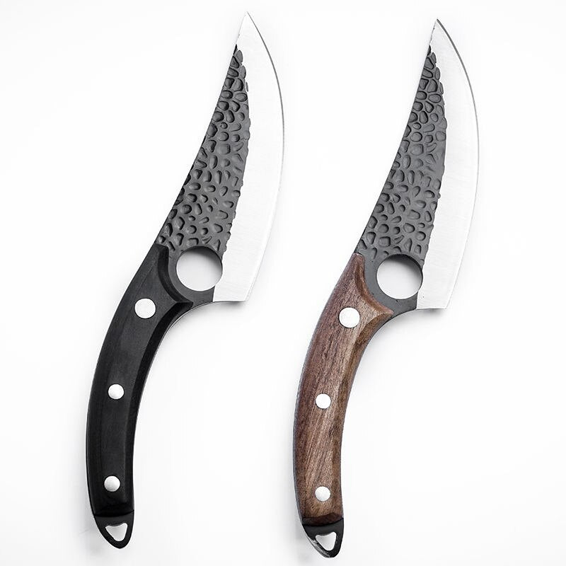Professional Handmade Forged Butcher Knife - 5.5" High Clad Steel Boning Knife with Leather Sheath (Serbian Style Chef Knife)