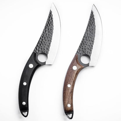 Professional Handmade Forged Butcher Knife - 5.5" High Clad Steel Boning Knife with Leather Sheath (Serbian Style Chef Knife)