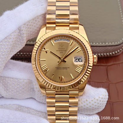 Luxury Gold-Tone Business Watch - Elegant Calendar Wristwatch for Men