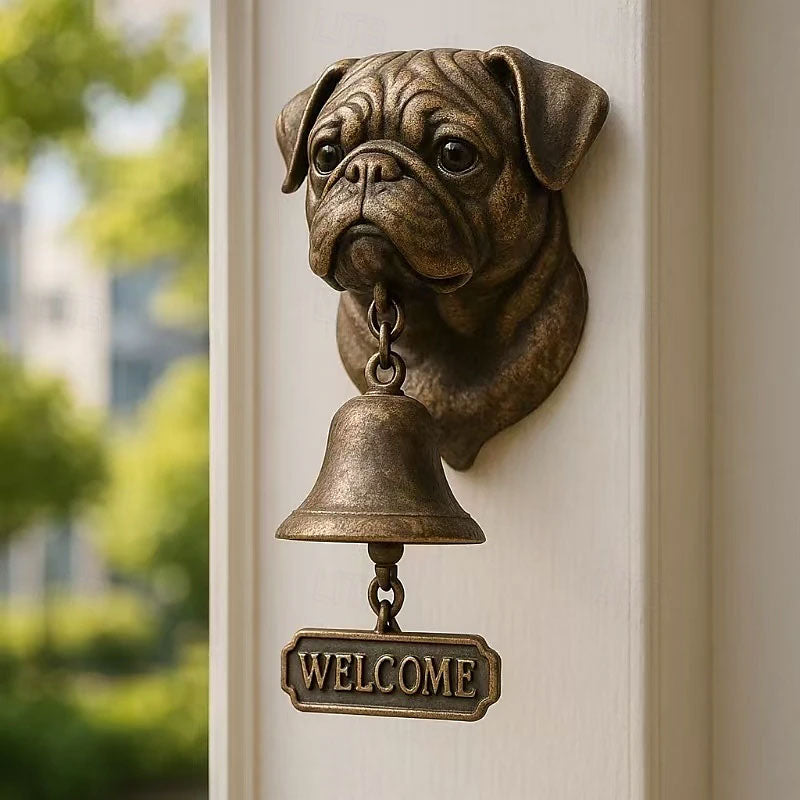 Vintage Dog Welcome Bell – Metal Wall-Mounted Merchant Chime for Home & Office Entrance
